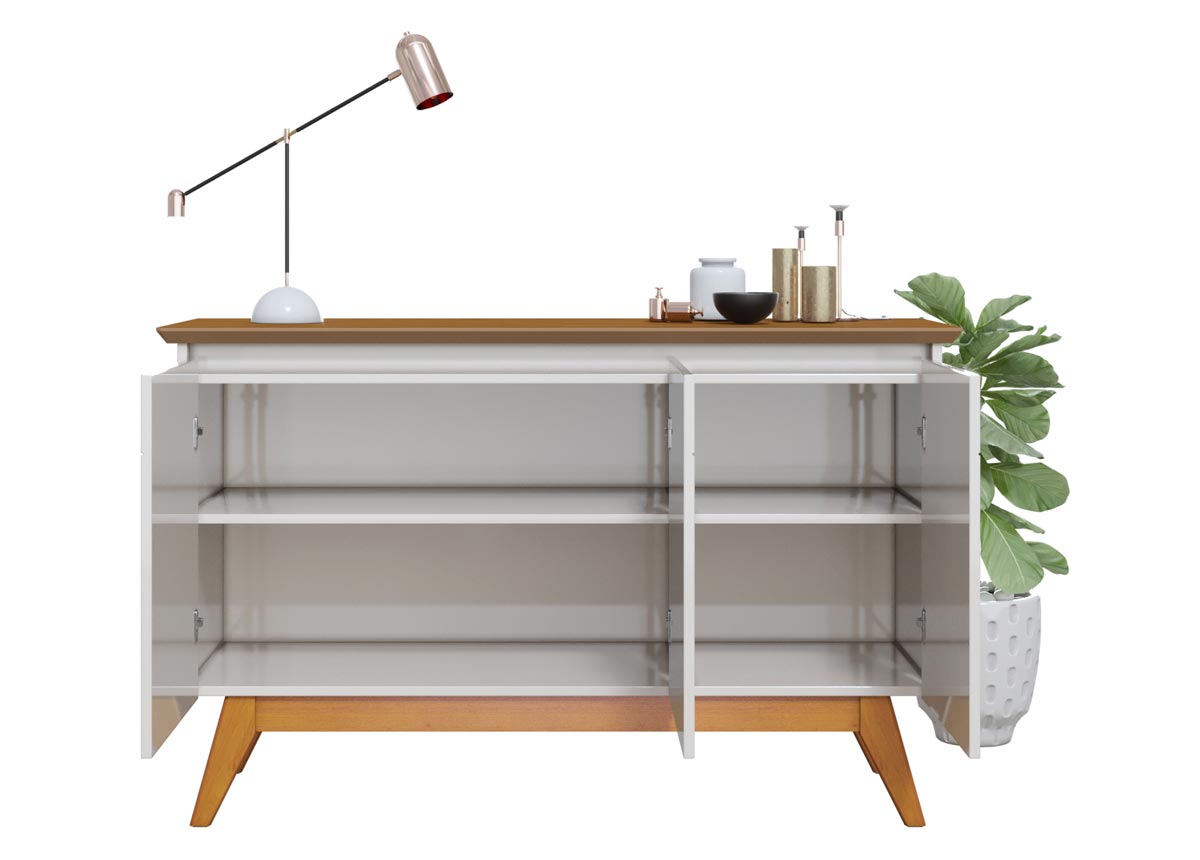 Buffet Classic 3 Portas Off White com Freijó - Imcal Móveis