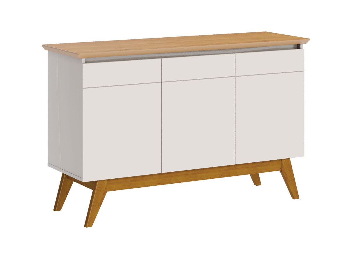 Buffet Classic 3 Portas Off White com Nature - Imcal Móveis