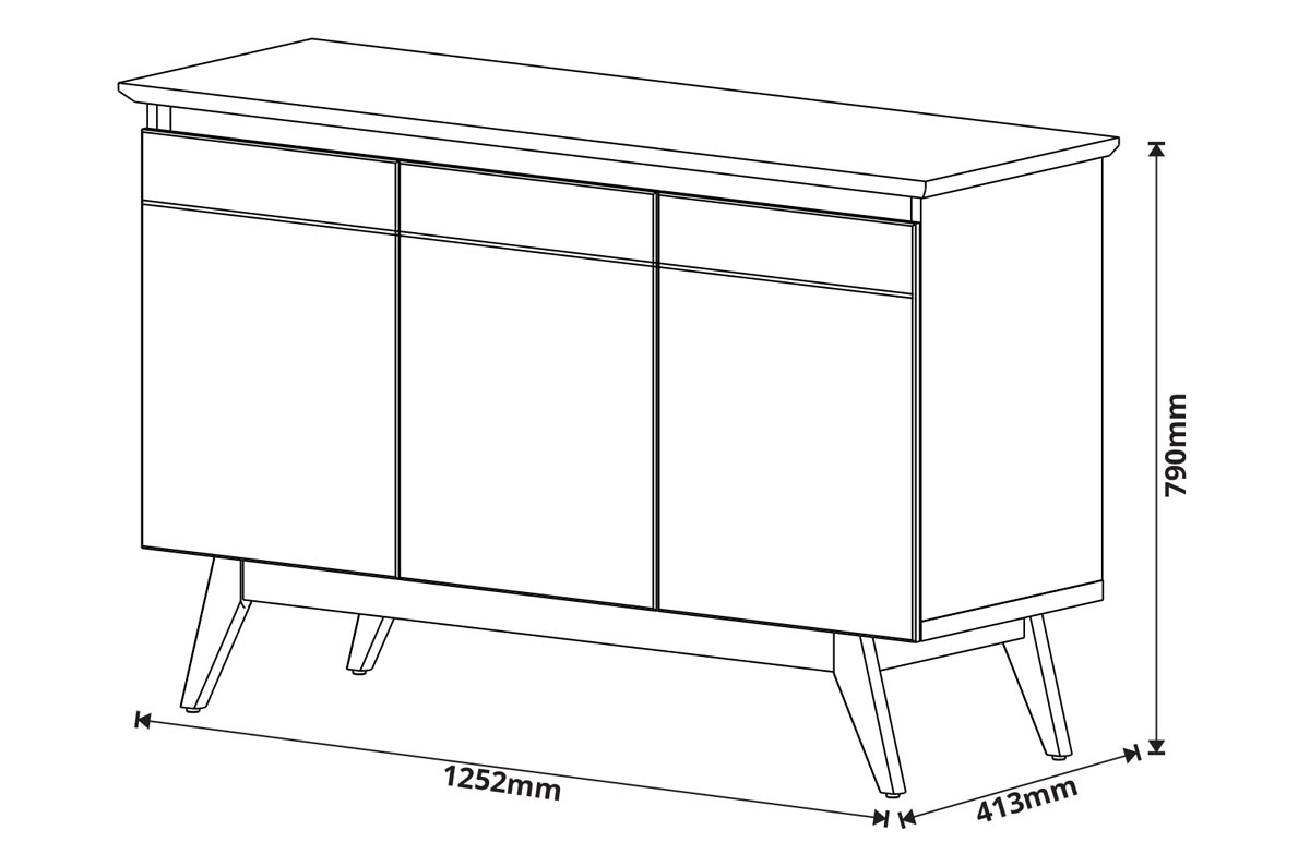 Buffet Classic 3 Portas Off White com Nature - Imcal Móveis