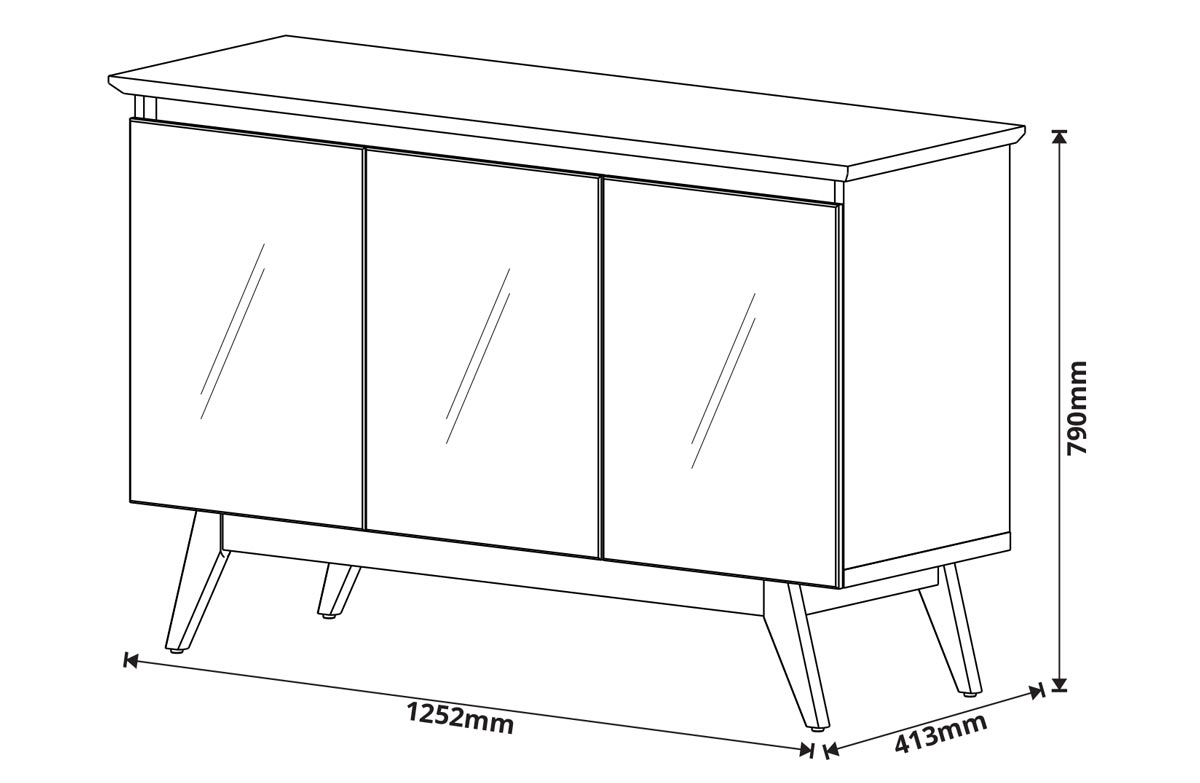 Buffet Classic 3 Portas Off White com Nature e Espelho - Imcal Móveis