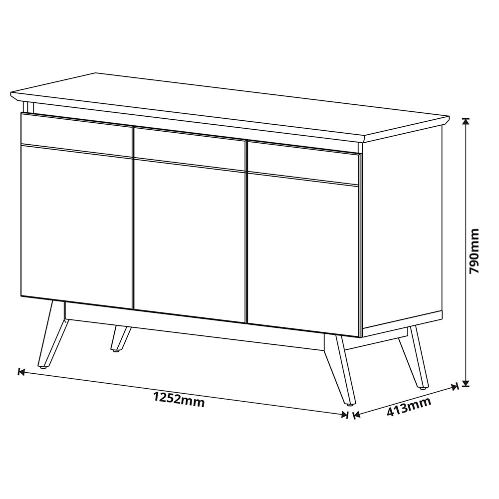 Buffet Classic 3Pts - Branco Acetinado