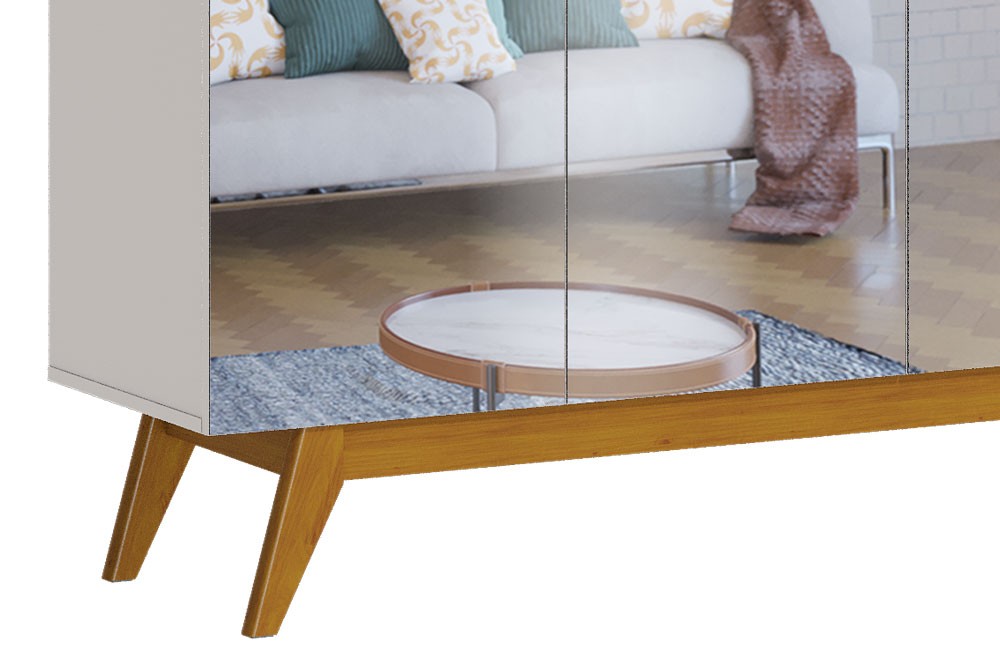 Buffet Classic Off White com Nature e espelho - Imcal Móveis