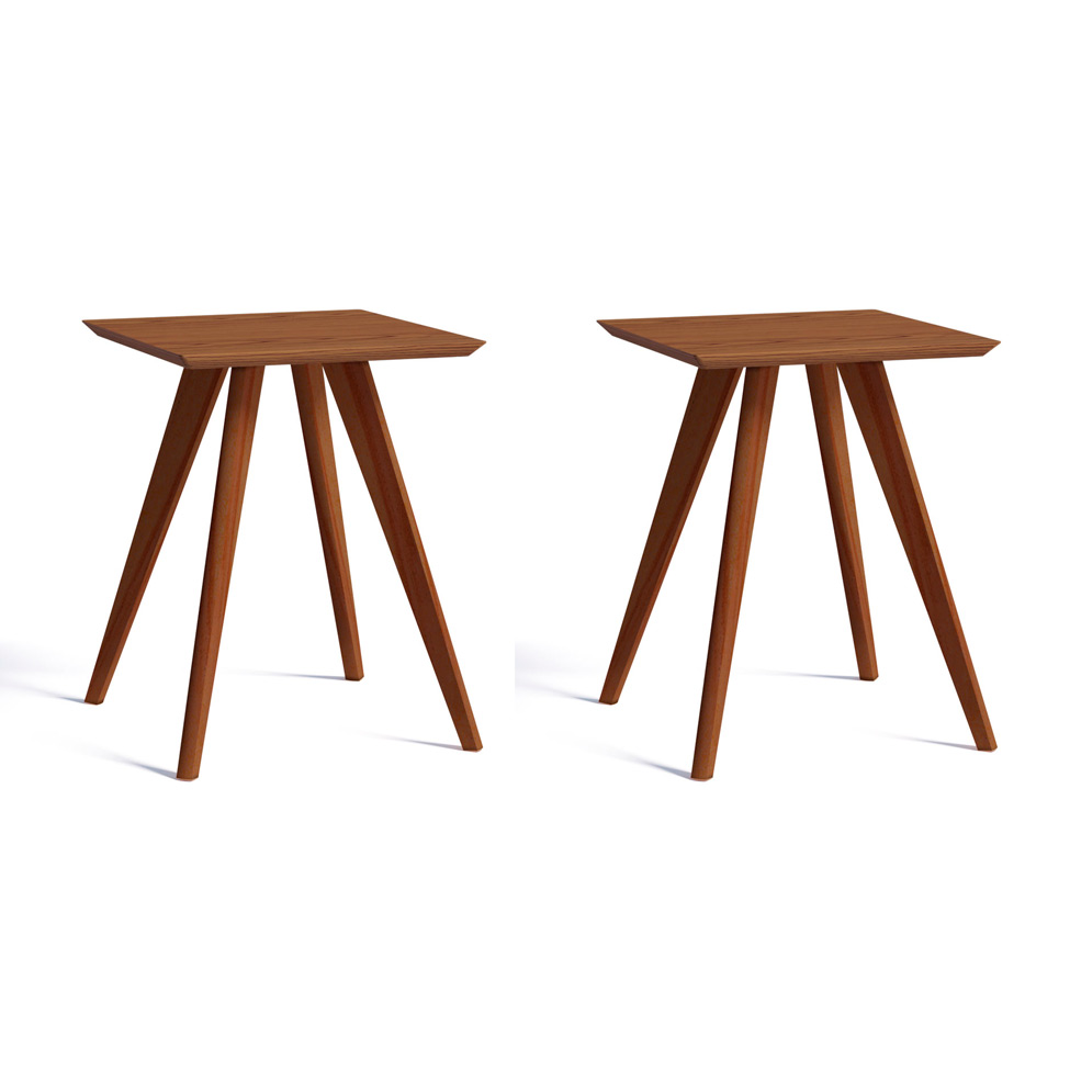 Conjunto com 2 Mesas Laterais Quadradas Classic Freijó