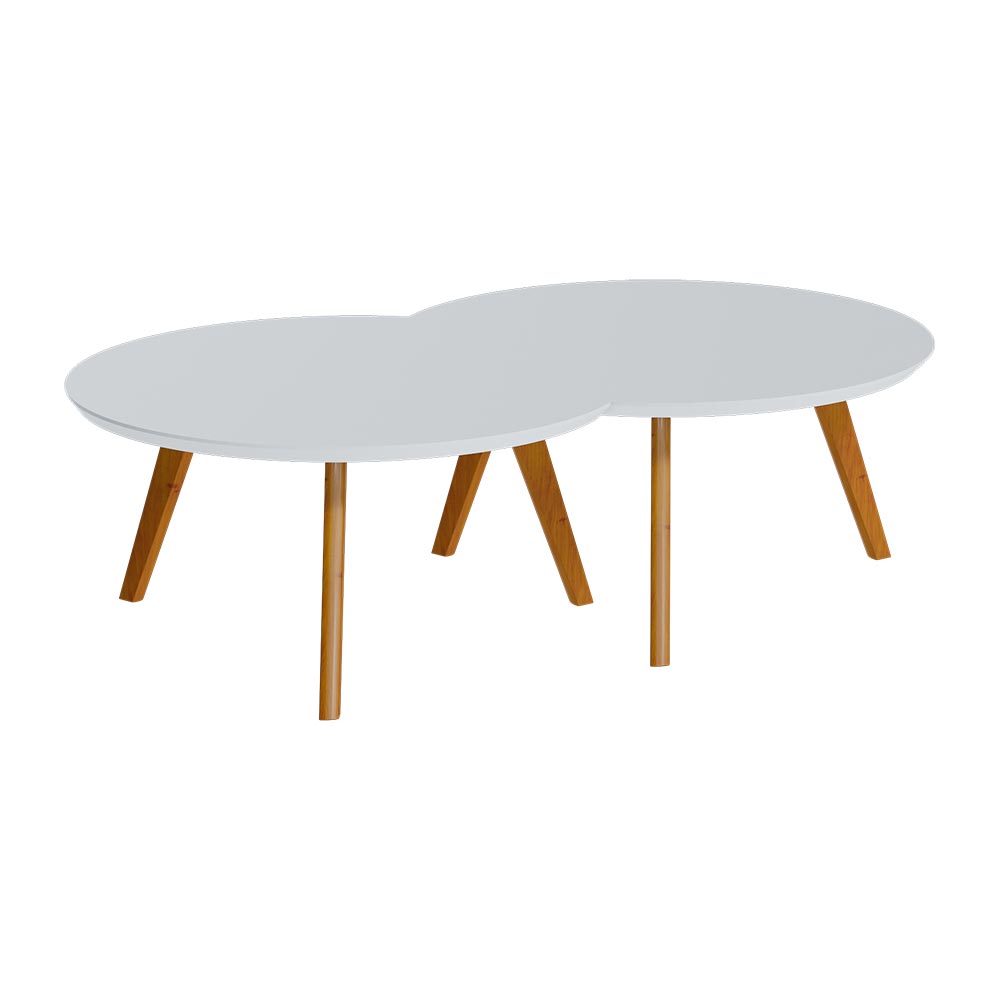 Conjunto de Mesa Centro Classic Luna - Branco Acetinado