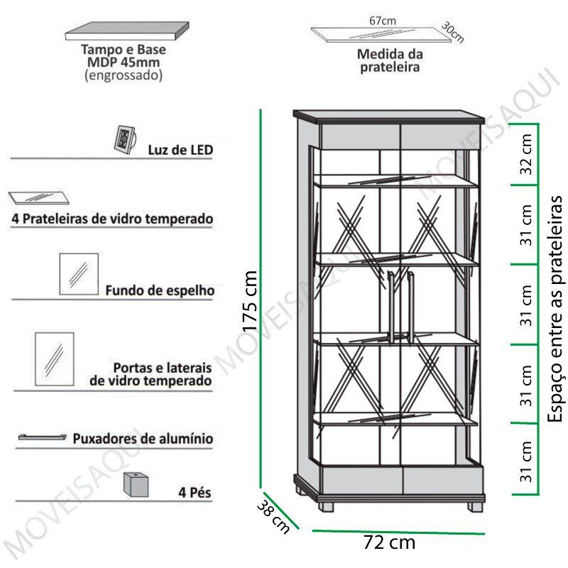 Cristaleira Cristal Off White - Imcal Móveis