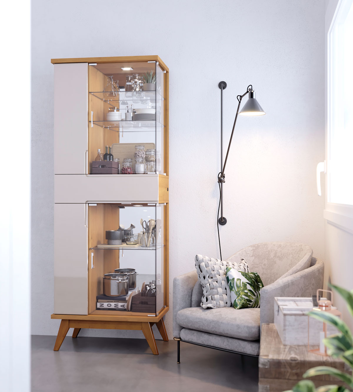 Cristaleira Nuance AD Nature com Off White - Imcal Móveis