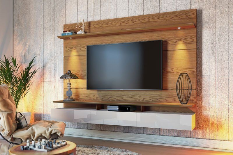 Home Suspenso Decore Led 1.8 Freijó com Off White - Imcal Móveis