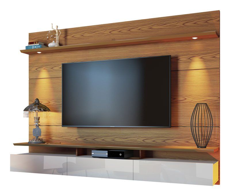 Home Suspenso Decore Led 2.2 Freijó com Off White - Imcal Móveis
