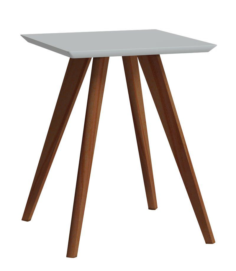 Mesa Lateral Classic Quadrada Branco Acetinado - Imcal Móveis