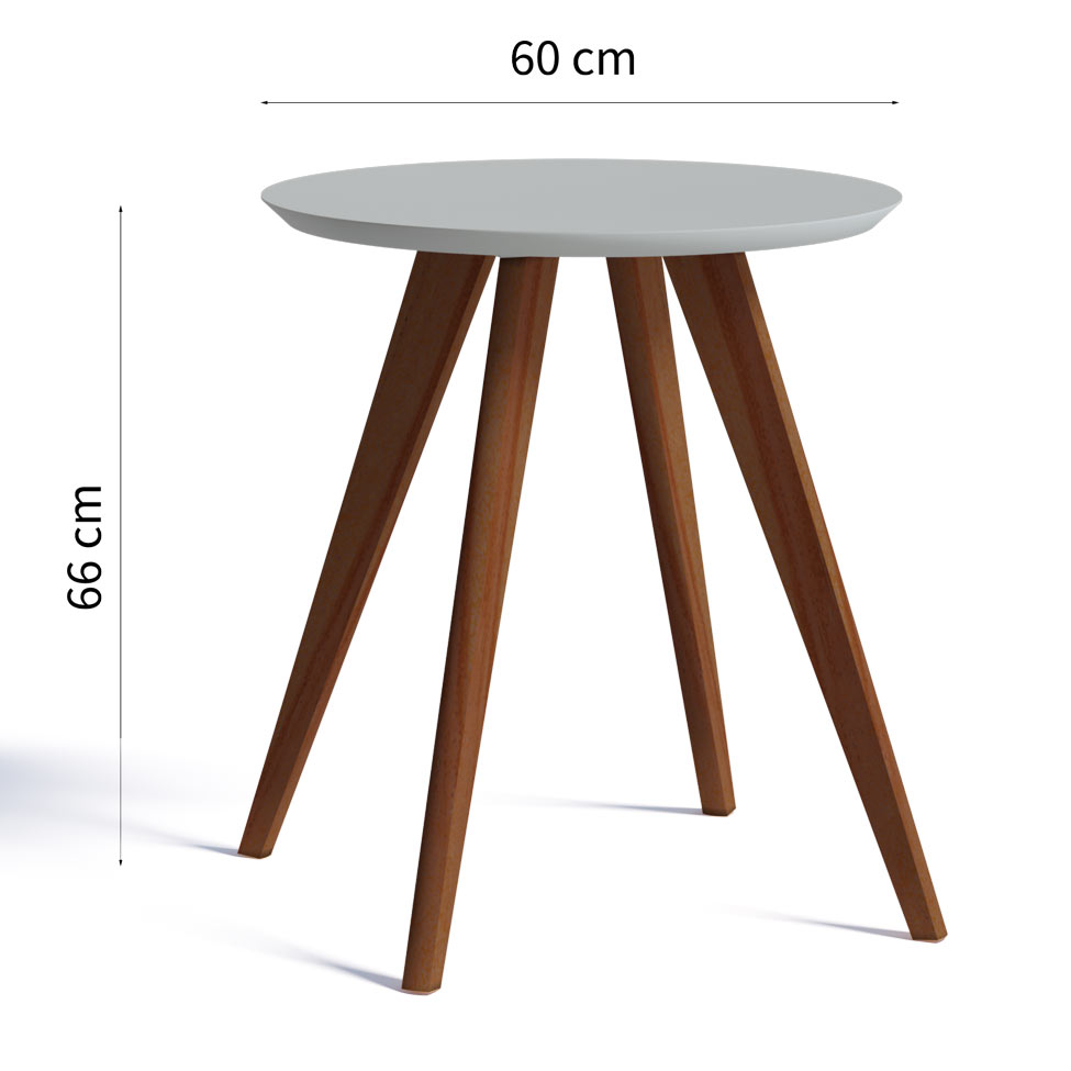 Mesa Lateral Classic Redonda Branca Acetinado