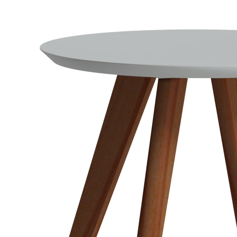 Mesa Lateral Classic Redonda Branca Acetinado