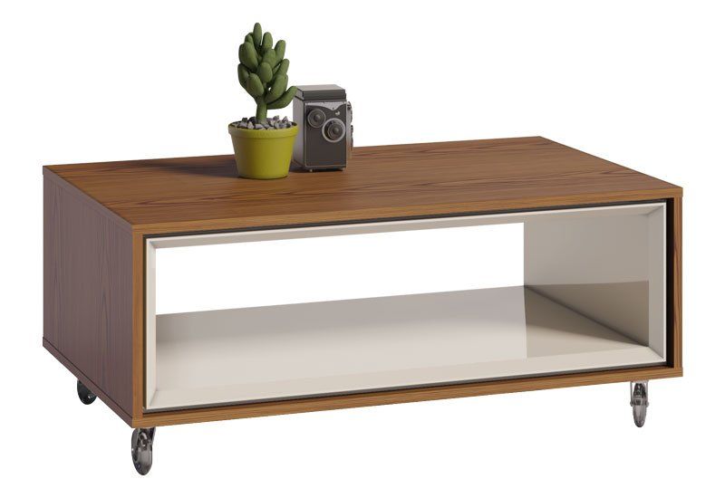 Mesa de Centro Ópera Off White com Freijó - Imcal Móveis