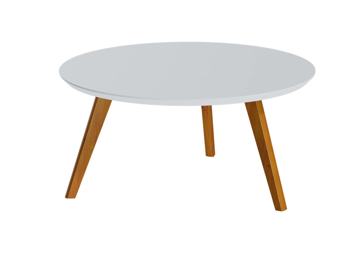 Mesa de Centro Classic Redonda Branco Acetinado - Imcal Móveis