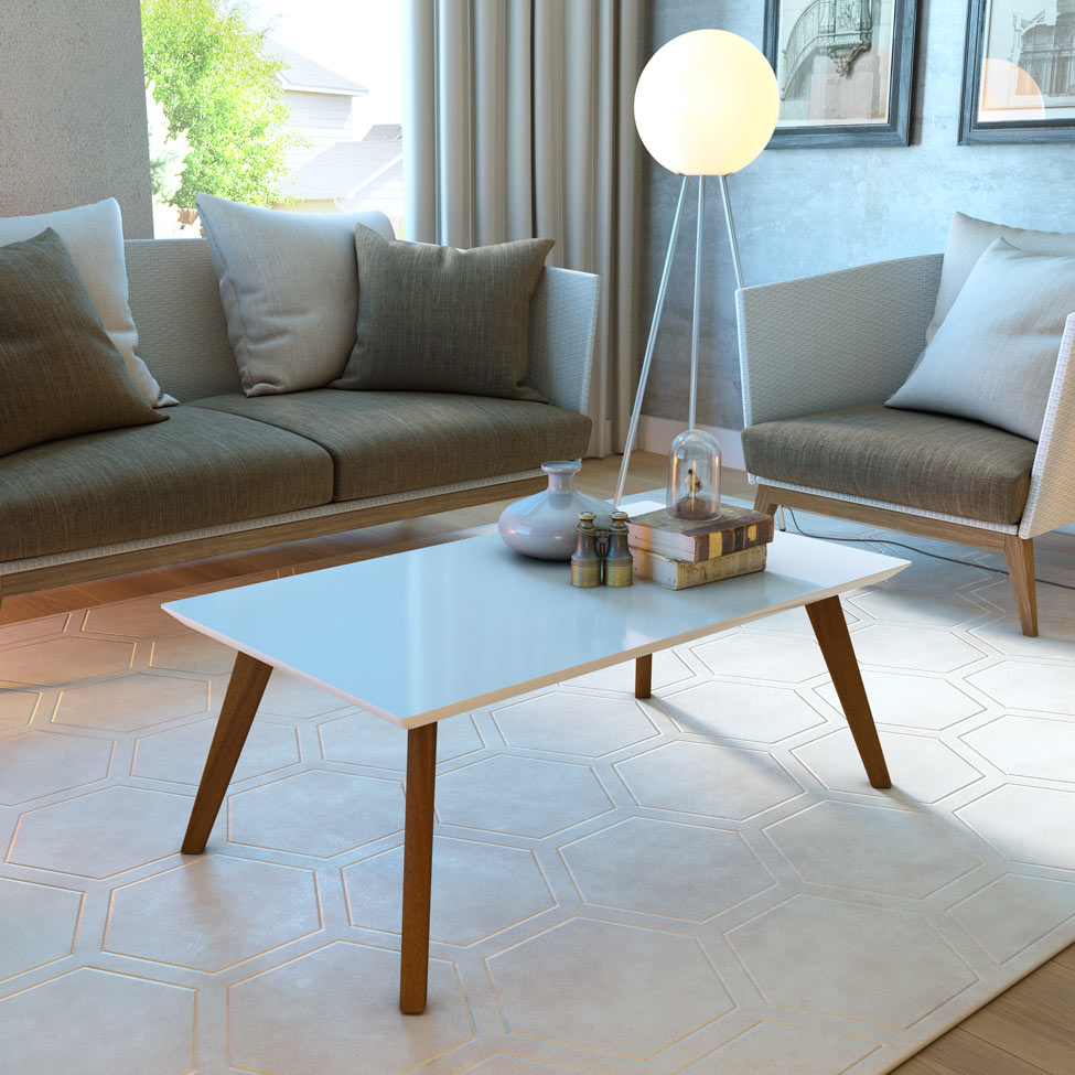 Mesa de Centro Classic Retangular Branca Acetinado