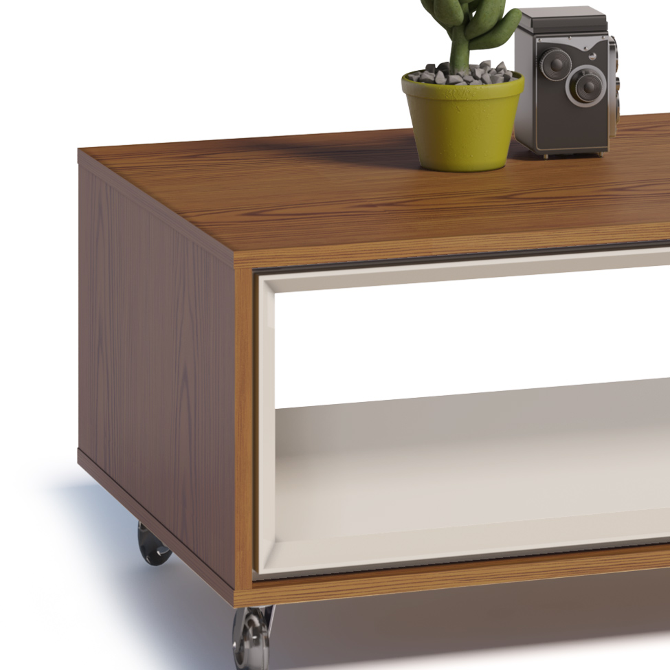 Mesa de Centro Opera Retangular Off White e Freijo Touch