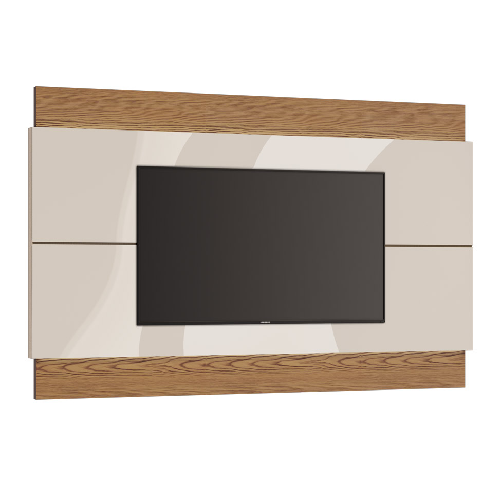 Painel Para TV 60 Polegadas Classic I Off White com Freijó Touch