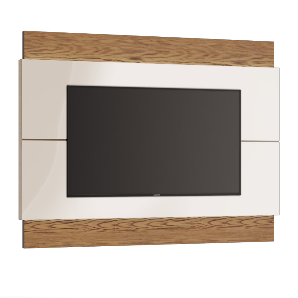 Painel Para TV 60 Polegadas Classic II Off White com Freijó Touch
