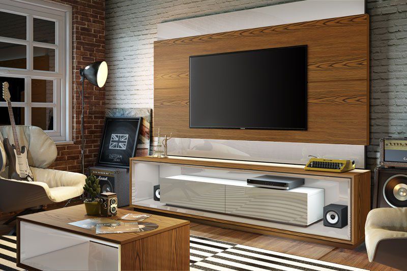 Painel para TV Classic 1.4 Freijó com Off White - Imcal Móveis