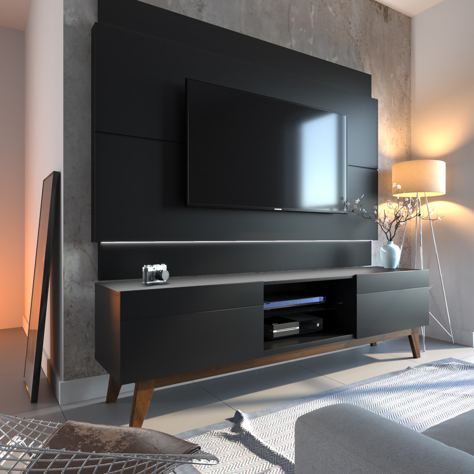 Painel para TV até 60 Polegadas Classic Preto 180 cm