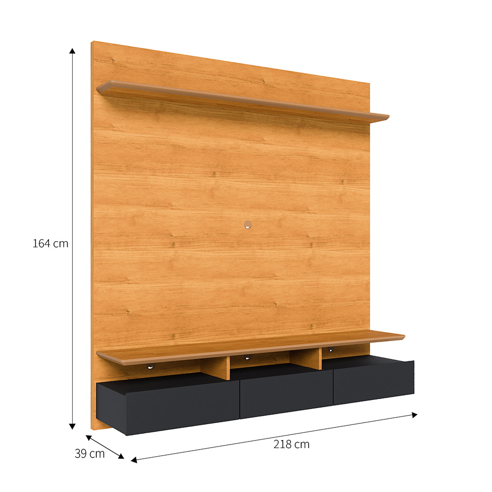 Painel para TV até 60 Polegadas Studio 3 Gavetas Nature e Preto