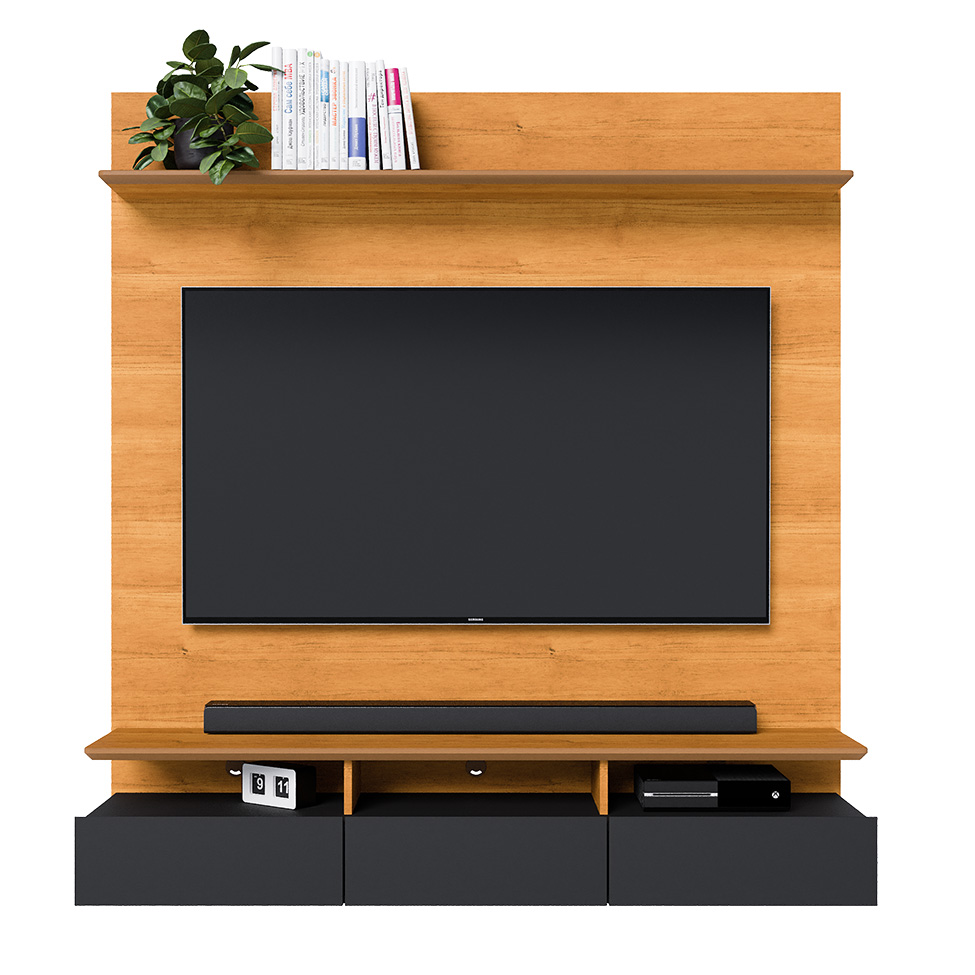 Painel para TV até 60 Polegadas Studio 3 Gavetas Nature e Preto