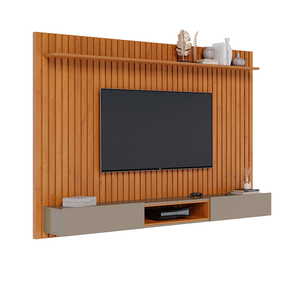 Painel para TV até 75 Polegadas Loft 2 PT Nature e Gianduia
