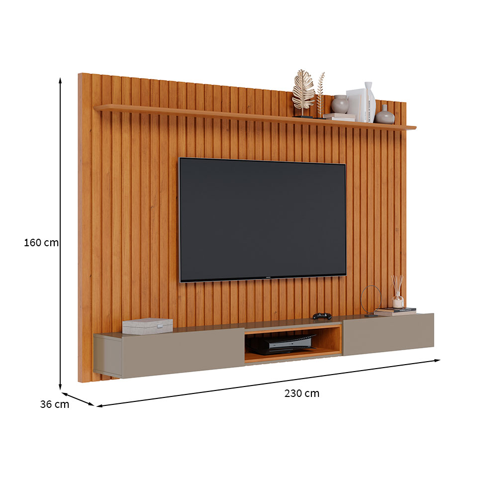 Painel para TV até 75 Polegadas Loft 2 PT Nature e Gianduia