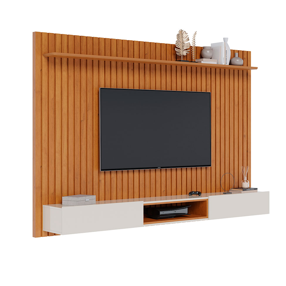 Painel para TV até 75 Polegadas Loft 2 PT Nature e Off White