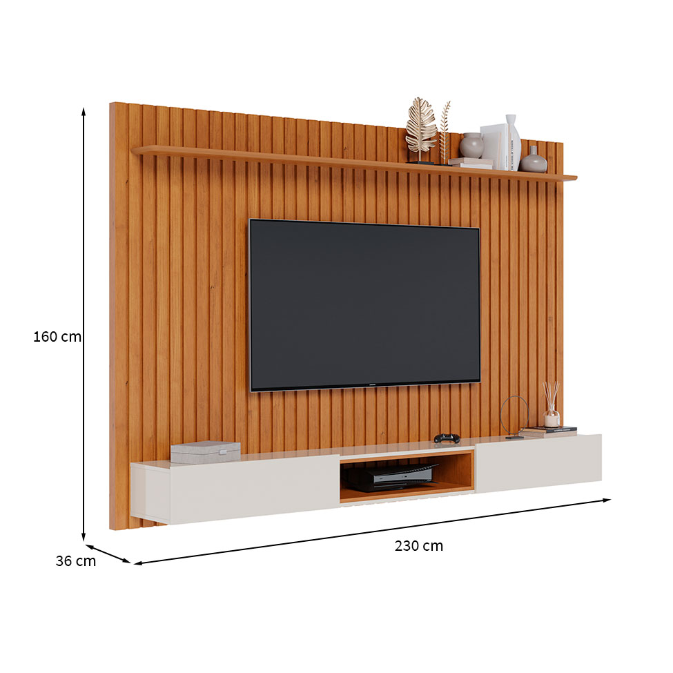Painel para TV até 75 Polegadas Loft 2 PT Nature e Off White