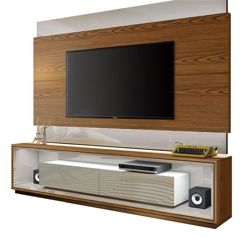 Rack Ópera com Painel Classic 1.8 Freijó com Off White - Imcal Móveis