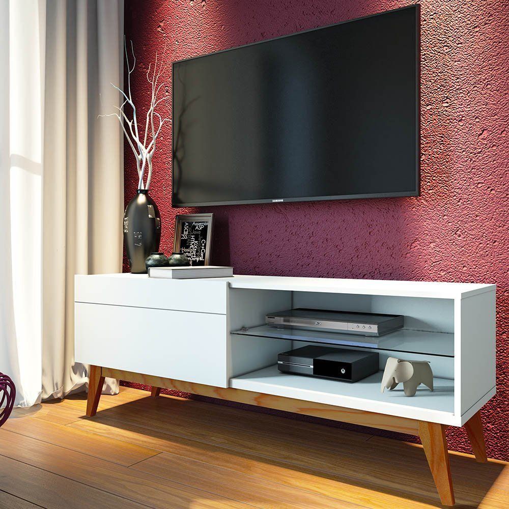 Rack Classic 146cm 1 Gaveta Branco Acetinado - Imcal