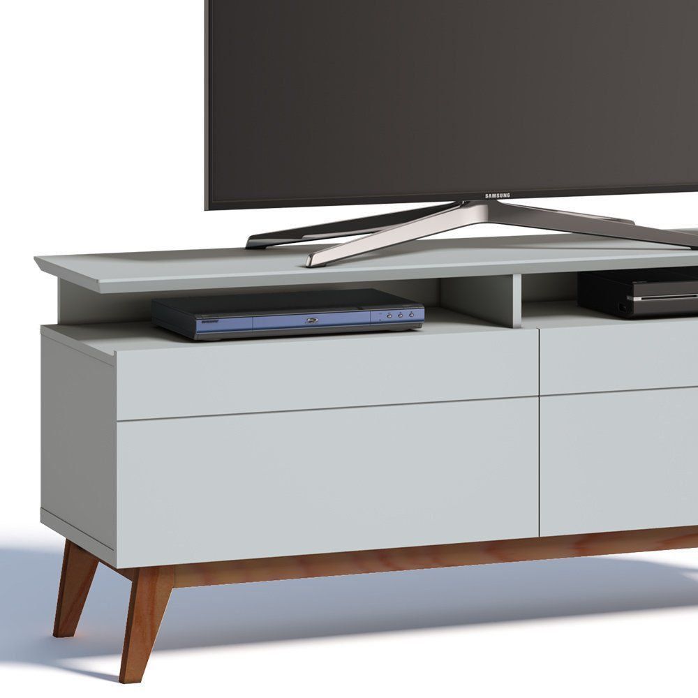 Rack Classic 146cm 2 Gavetas com Prateleira Branco Acetinado - Imcal