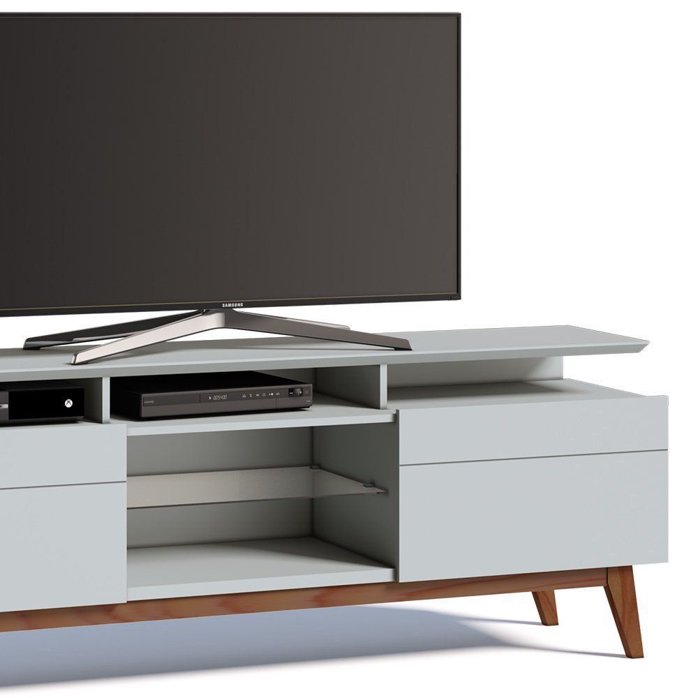 Rack Classic 180cm 2 Gavetas com Prateleira Branco Acetinado - Imcal