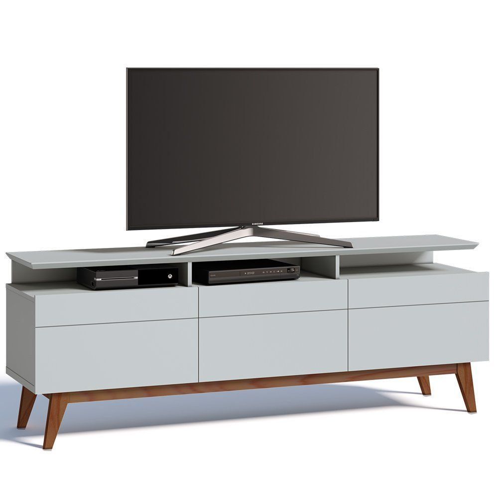 Rack Classic 180cm 3 Gavetas com Prateleira Branco Acetinado - Imcal