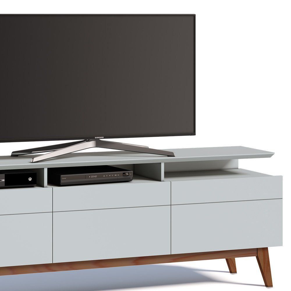 Rack Classic 180cm 3 Gavetas com Prateleira Branco Acetinado - Imcal
