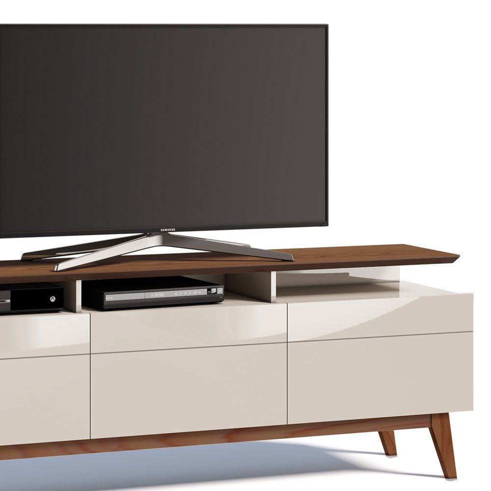 Rack Classic 180cm 3 Gavetas com Prateleira Off White/ Freijó - Imcal