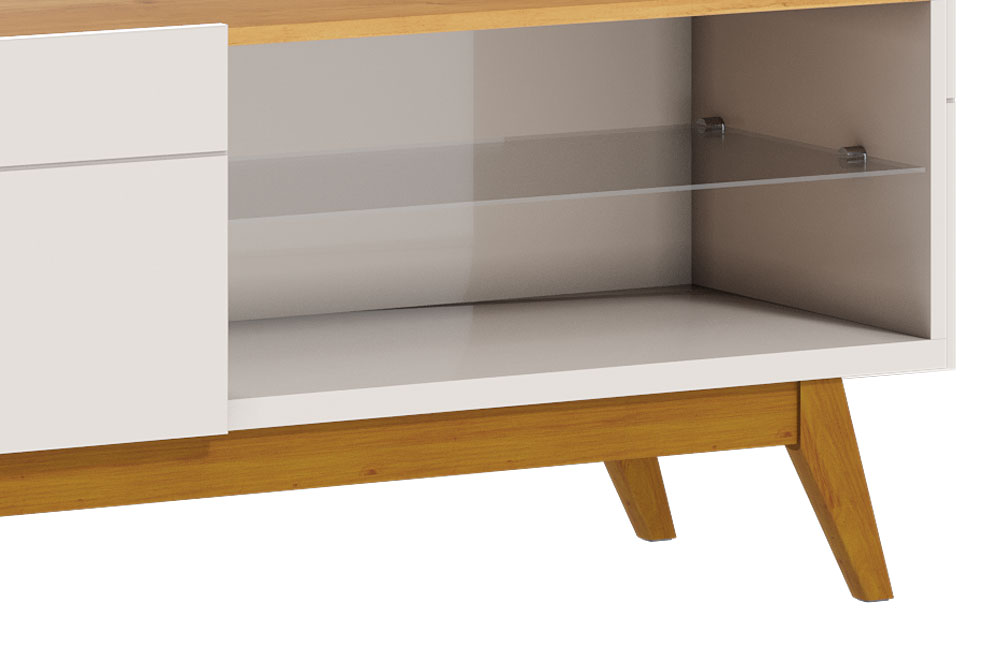 Rack Classic 1G 1.4 Off White com Nature - Imcal Móveis