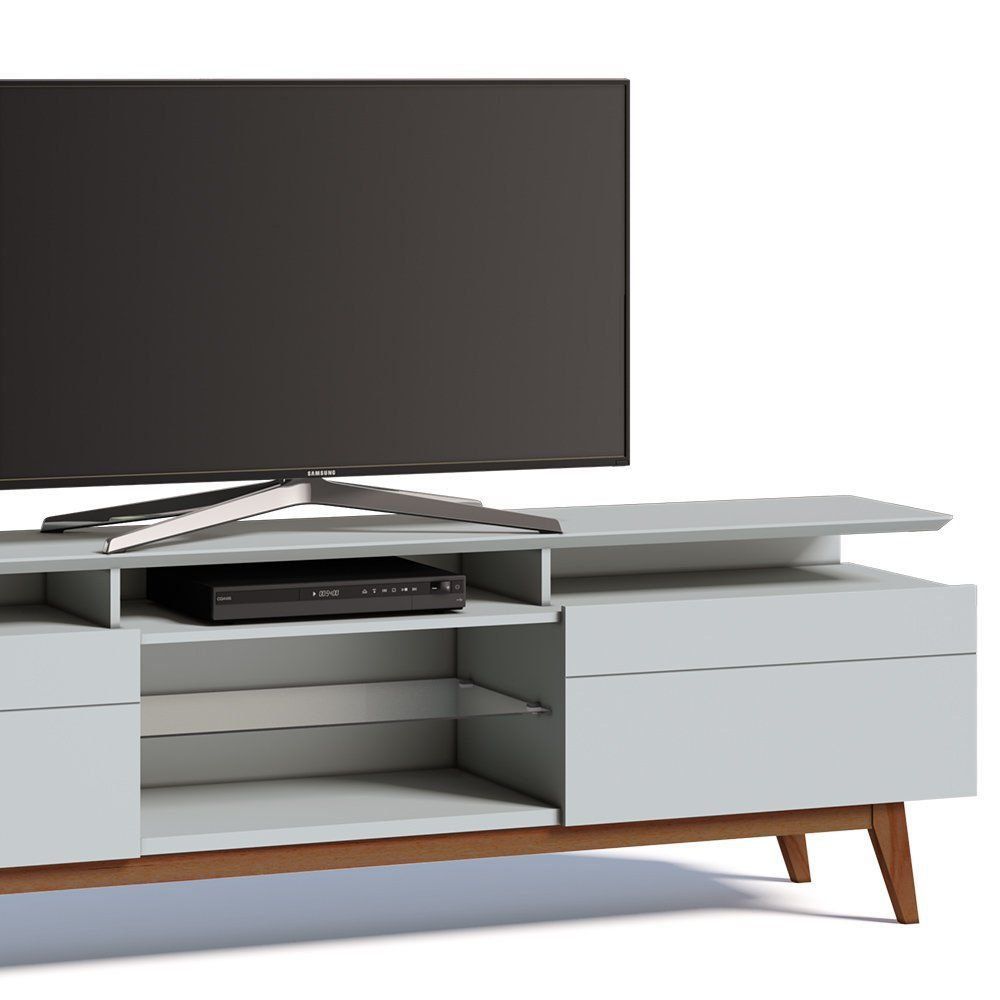 Rack Classic 218cm 2 Gavetas com Prateleira Branco Acetinado - Imcal