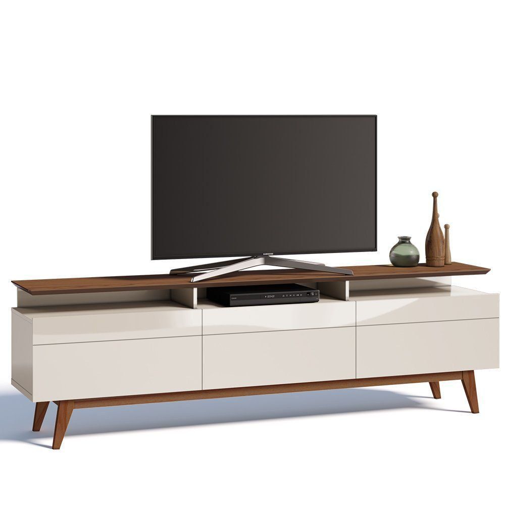 Rack Classic 218cm 3 Gavetas com Prateleira Off White/ Freijó - Imcal