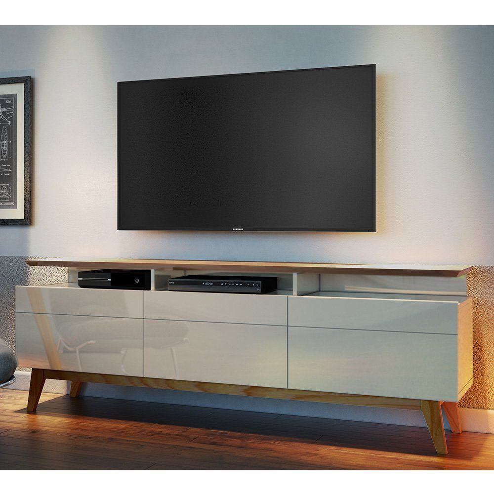 Rack Classic 218cm 3 Gavetas com Prateleira Off White/ Freijó - Imcal