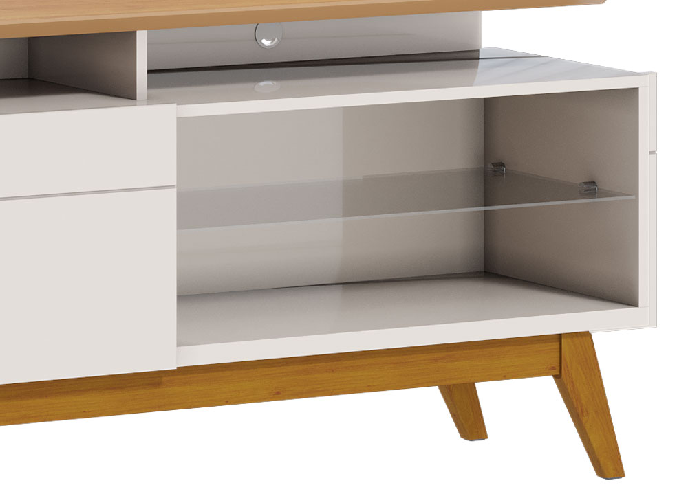 Rack Classic +1G 1.4 Off White com Nature - Imcal Móveis