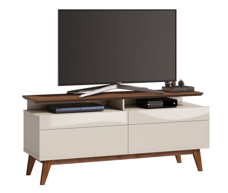 Rack Classic +2G 1.4 Off White com Freijó - Imcal Móveis