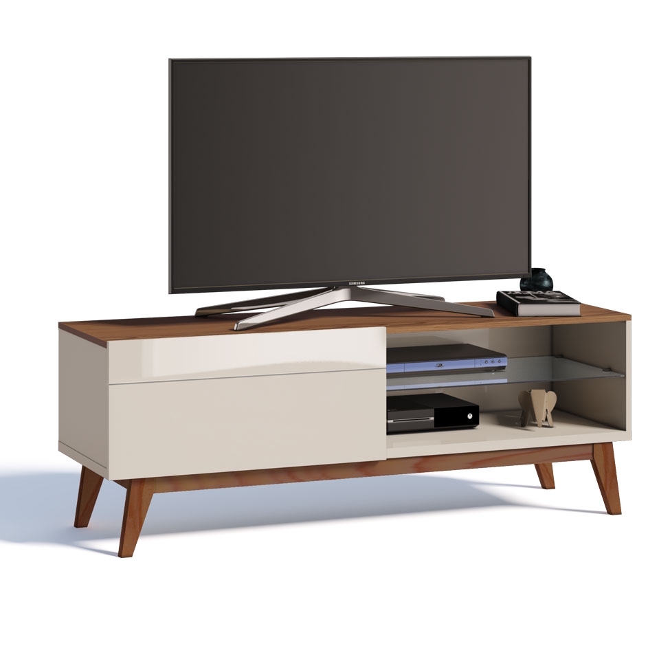 Rack Classic I 1 GV Off White com Freijó Touch 146 cm