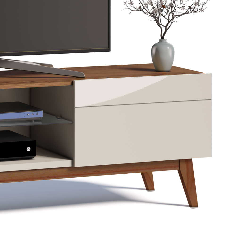 Rack Classic I 2 GV Off White com Freijó Touch 180 cm