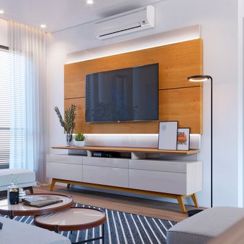 Rack Classic I Off White e Nature 64x180 cm Menor preço em Rack Classic I Off White e Nature 64x180 cm