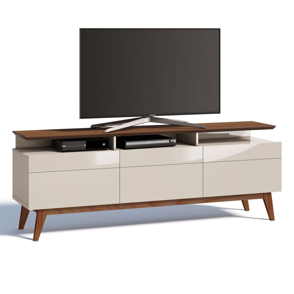 Rack Classic II 3 GV Off White com Freijó Touch 180 cm