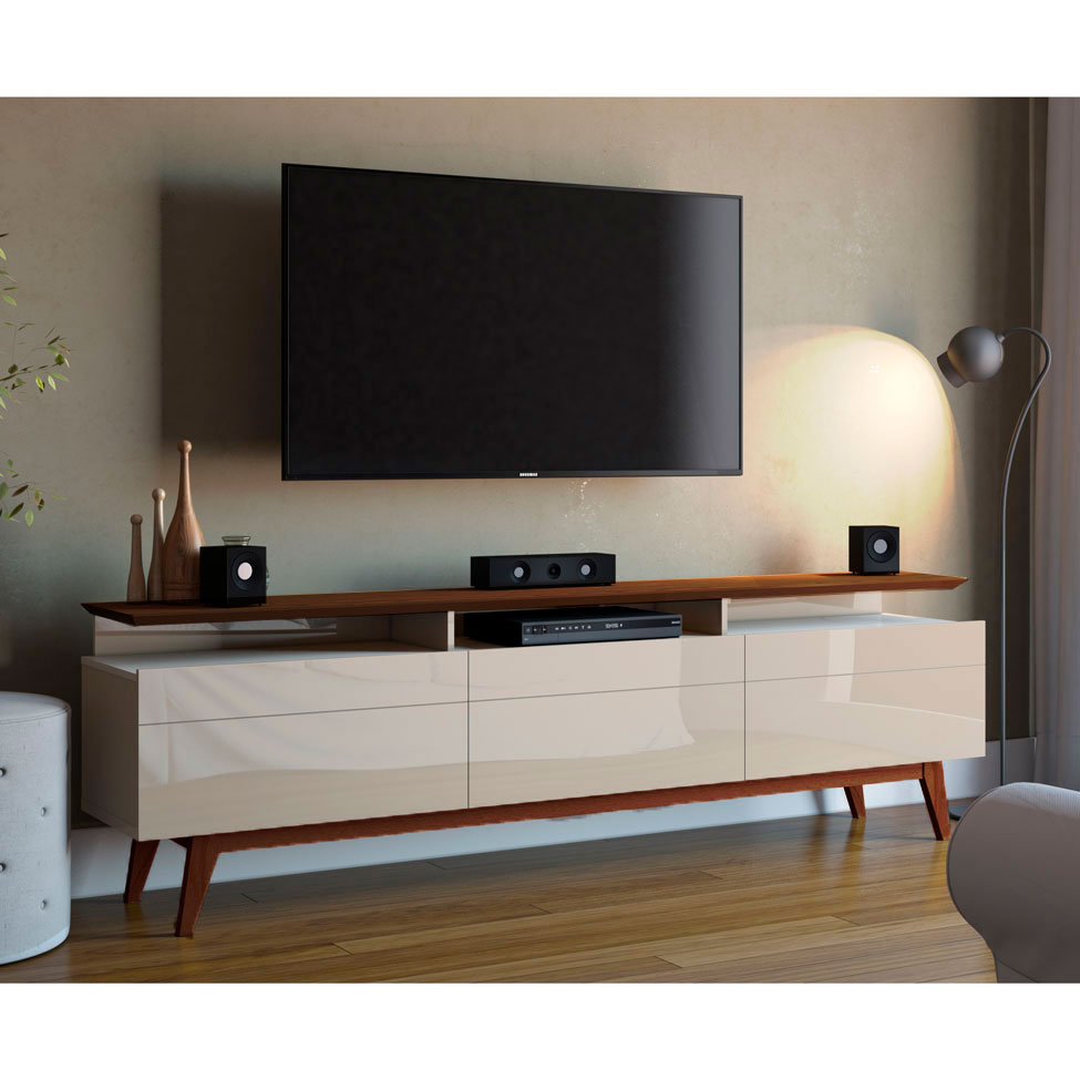 Rack Classic II 3 GV Off White com Freijó Touch 218 cm