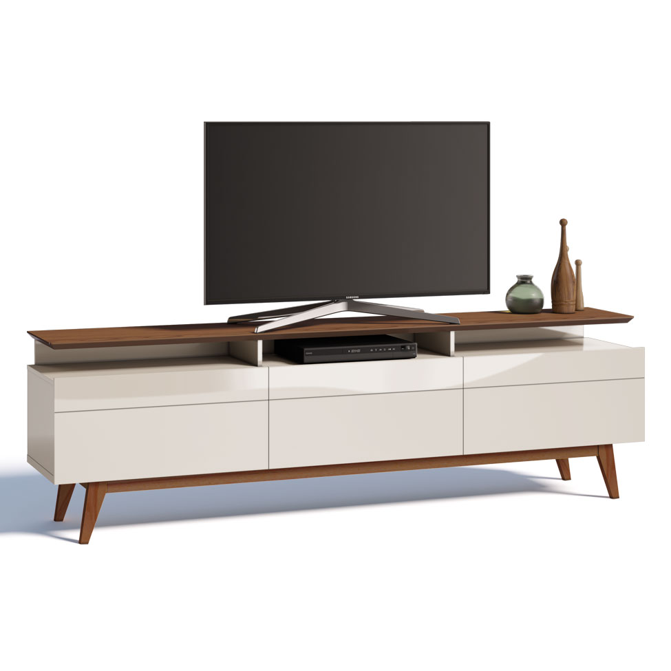 Rack Classic II 3 GV Off White com Freijó Touch 218 cm