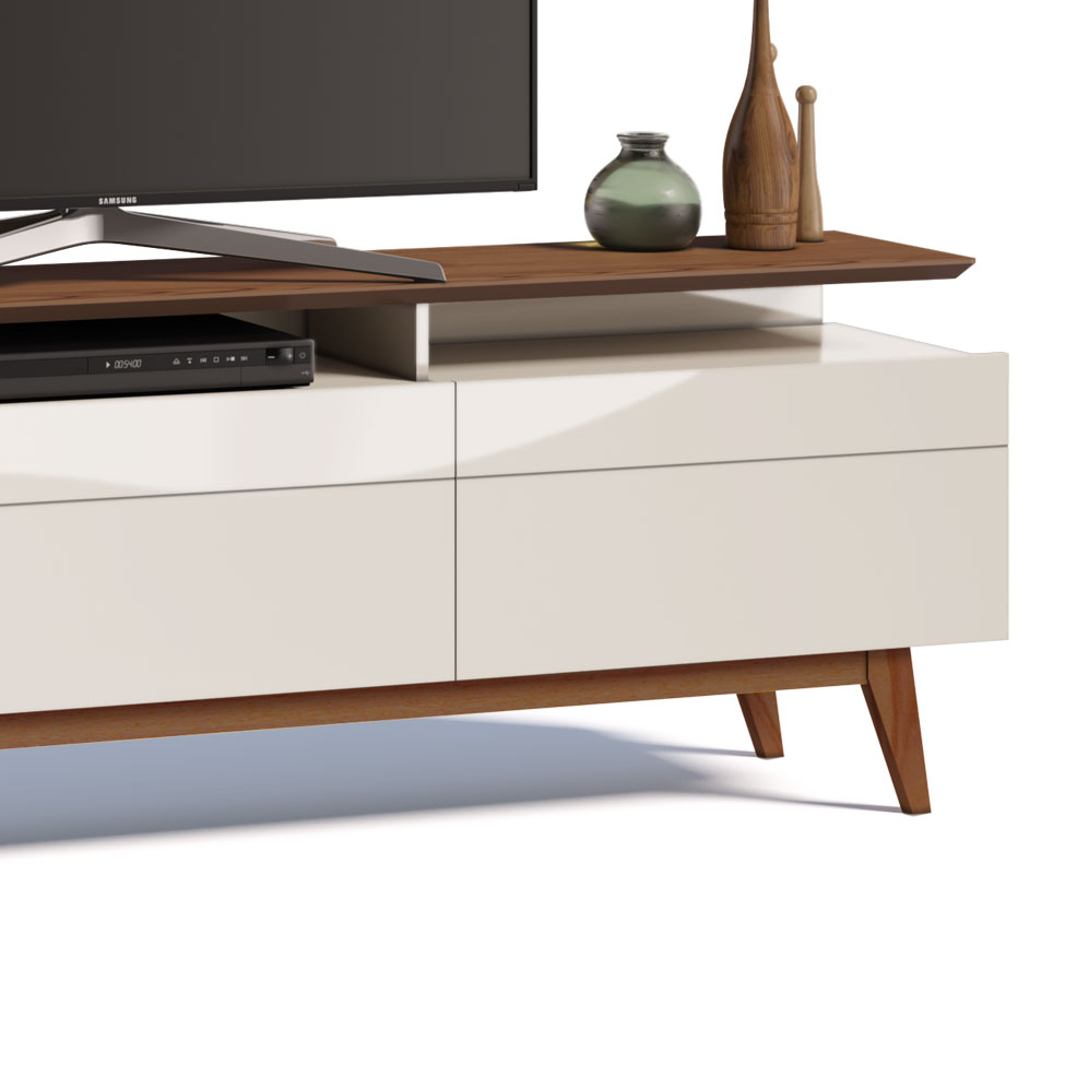 Rack Classic II 3 GV Off White com Freijó Touch 218 cm