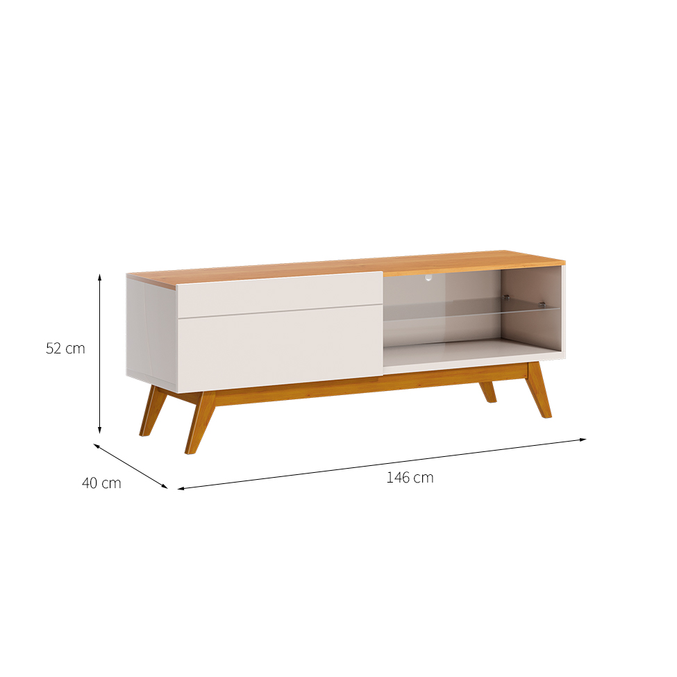 Rack Classic II Off White e Nature 52x146 cm